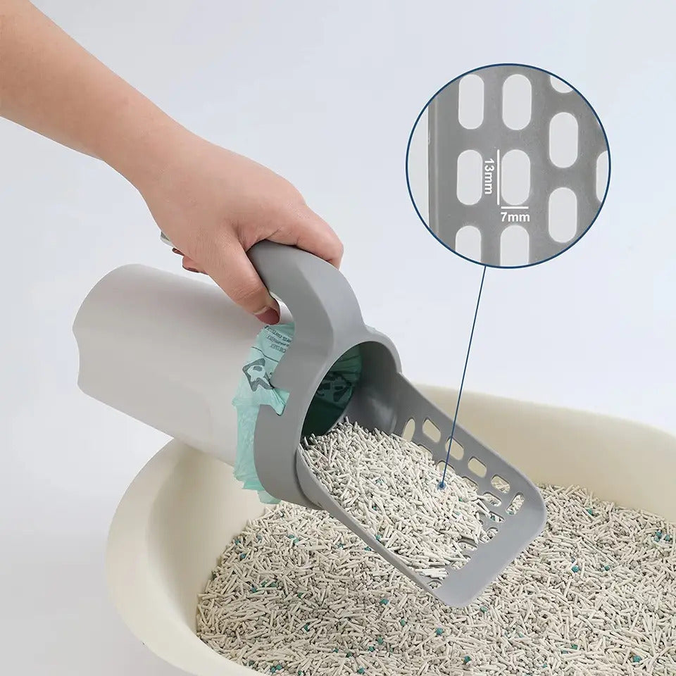 Detachable Cat Litter Shovel with Optional Waste Bag Rolls
