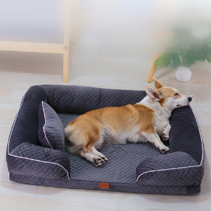 Plaid pet bed mat with pillow, shown in 12 colours and styles
