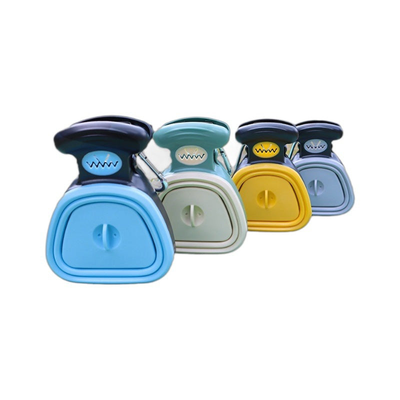 Blue portable pooper picker with waste bag roll