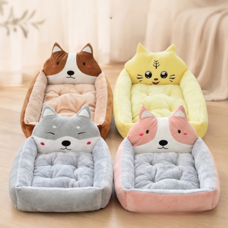 Cartoon Animal Pet Nest Bed, Soft Padded Mat for Cats and Dogs