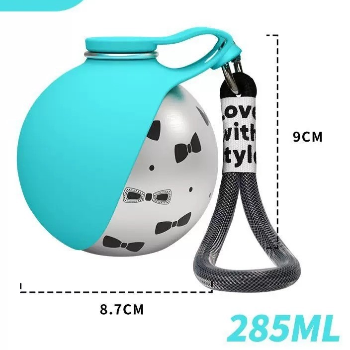 Pink foldable pet water bottle with built in bowl, view 8