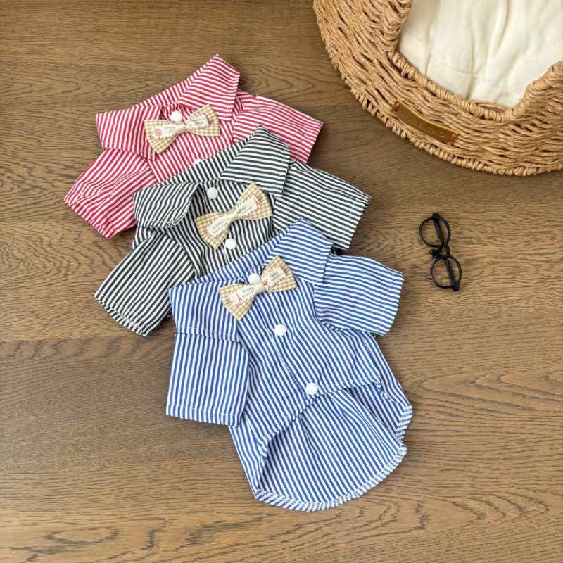 Striped polo collar dog shirt in summer polyester fabric, product image 4