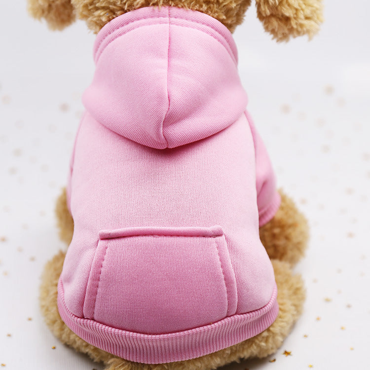 Soft hooded pet sweatshirt with pocket in Coffee Jumper, side view
