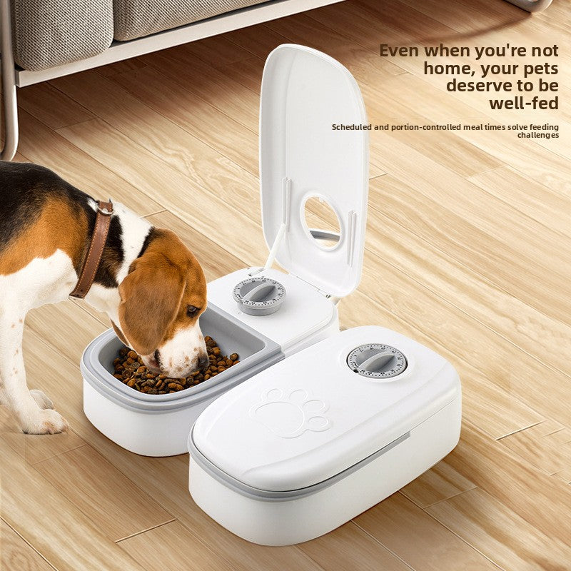 Automatic Timed Pet Feeder with Single or Double Meal Compartments for Cats and Dogs