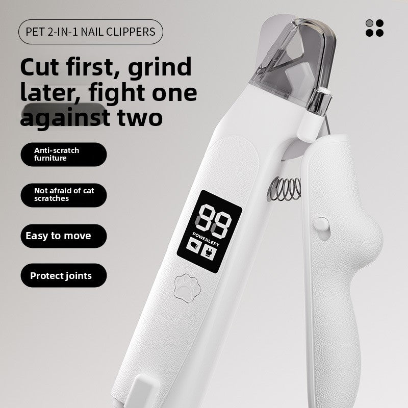 2-in-1 Electric Dog Nail Clipper and Grinder, Quiet Claw Trimmer