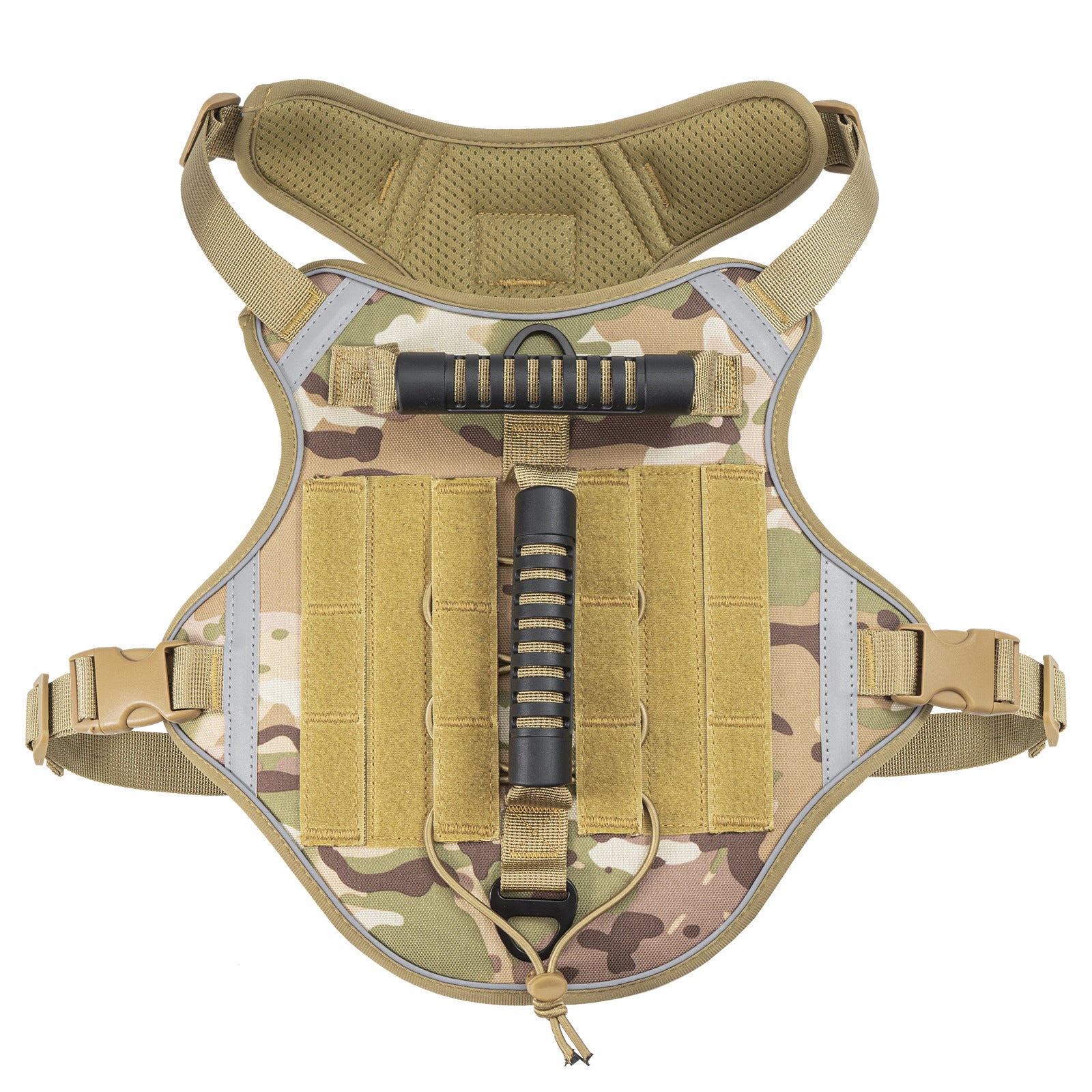 Tactical dog harness in army green on a large dog