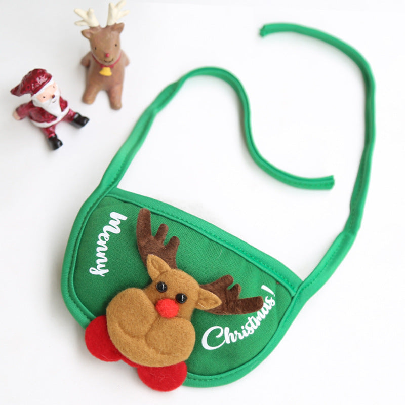 Christmas pet hat and bib for dogs and cats, material detail