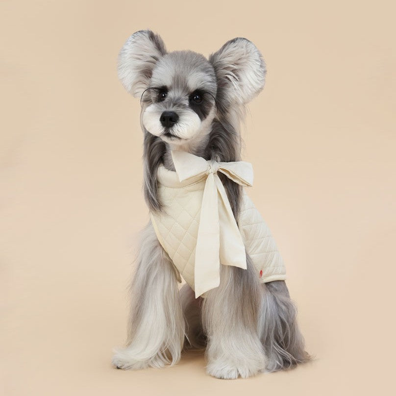Sweet bow padded winter coat for small dogs in Sweet Bow Coat, material detail