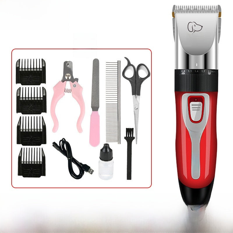Ceramic Blade Pet Clipper Set with Guide Combs, USB Cordless