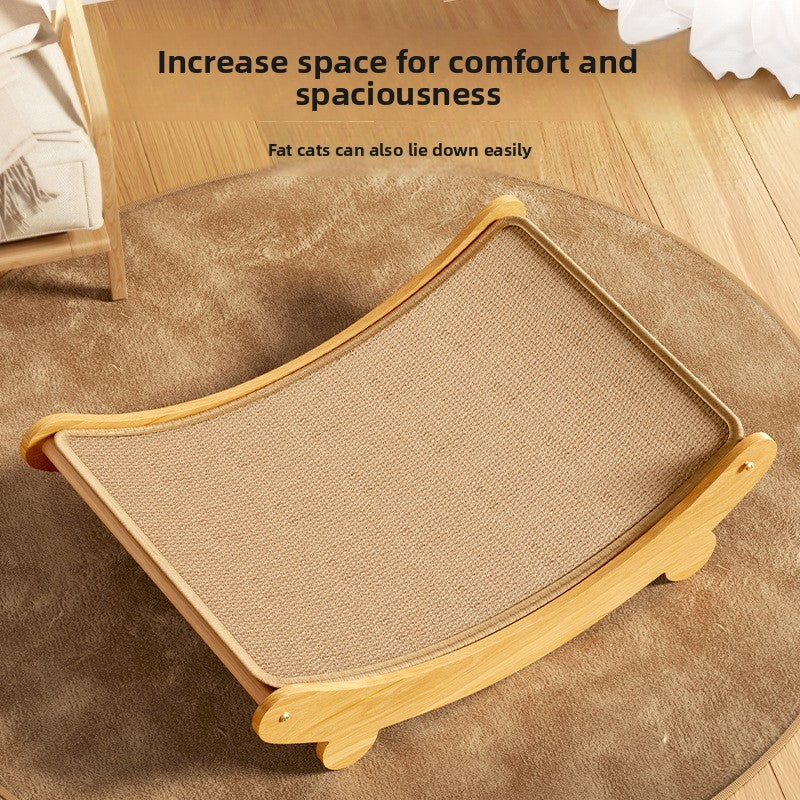 Woven sisal and jute cat scratcher lounger in natural colour, view 3 of 11