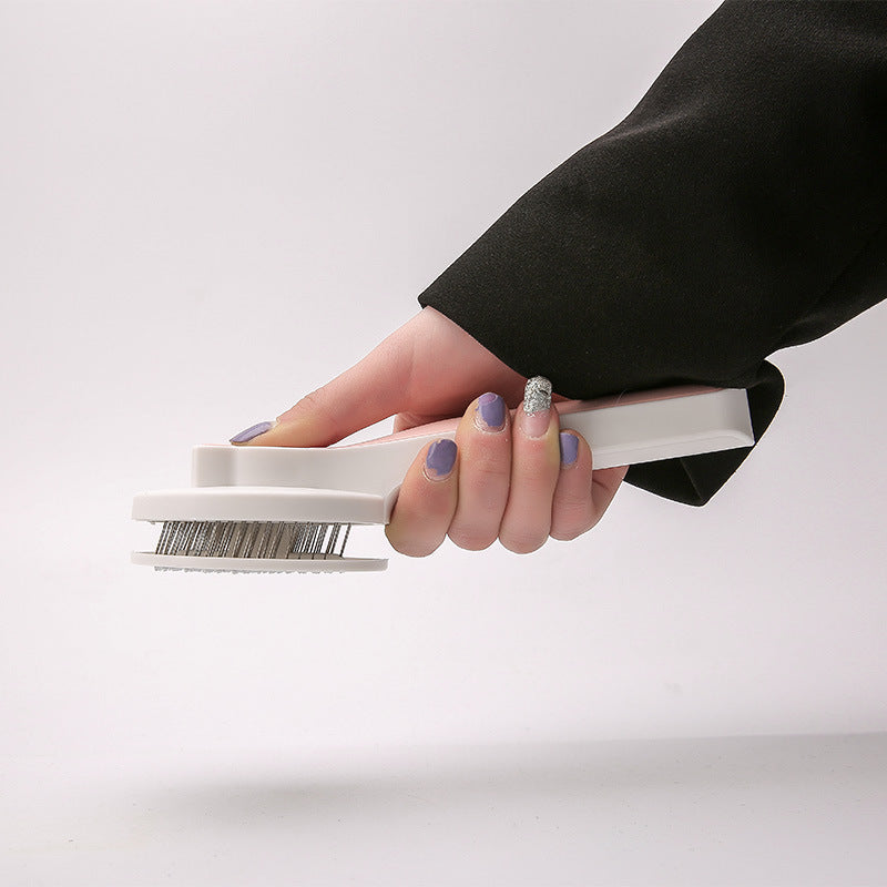 Self-Cleaning Pet Comb with Stainless Steel Pins for Dogs and Cats