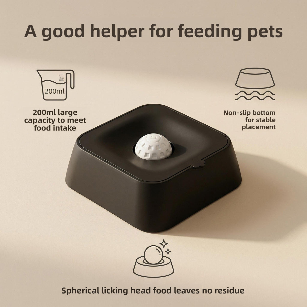 Slow Feeder Dog Bowl with Water Compartment, Non-Slip Base and Licking Surface