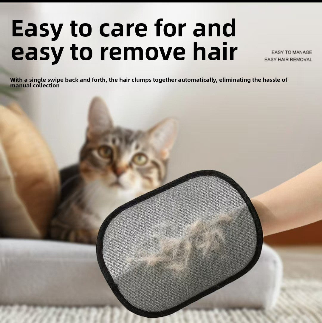 Electrostatic pet hair removal glove for cats, close-up detail view