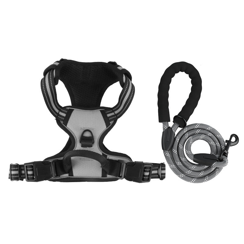Reflective burst-resistant dog harness, ideal for everyday use