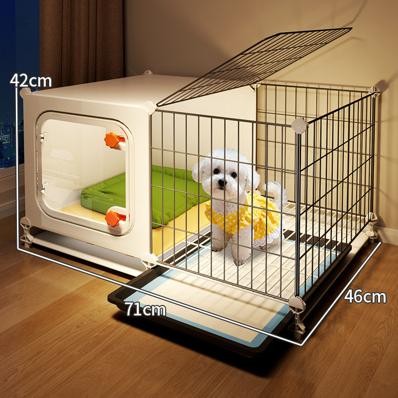 Modular small dog cage with toilet area, detail and texture view