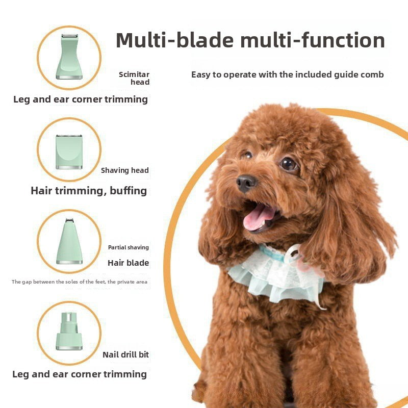 LCD Display Pet Clipper Kit with Nail Grinder, Silent Shaver