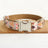 Brown floral pattern polyester dog collar with buckle and D ring
