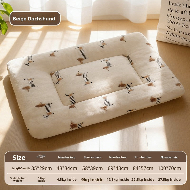 Thick plush pet sleeping mat with brown bear print, view 25