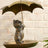 Decorative Garden Bird Feeder with Umbrella Roof in Weather-Resistant Resin and Metal