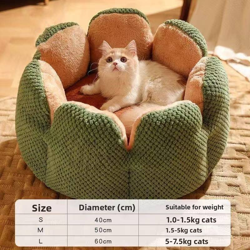 Green cactus shaped flannel cat bed, view 12
