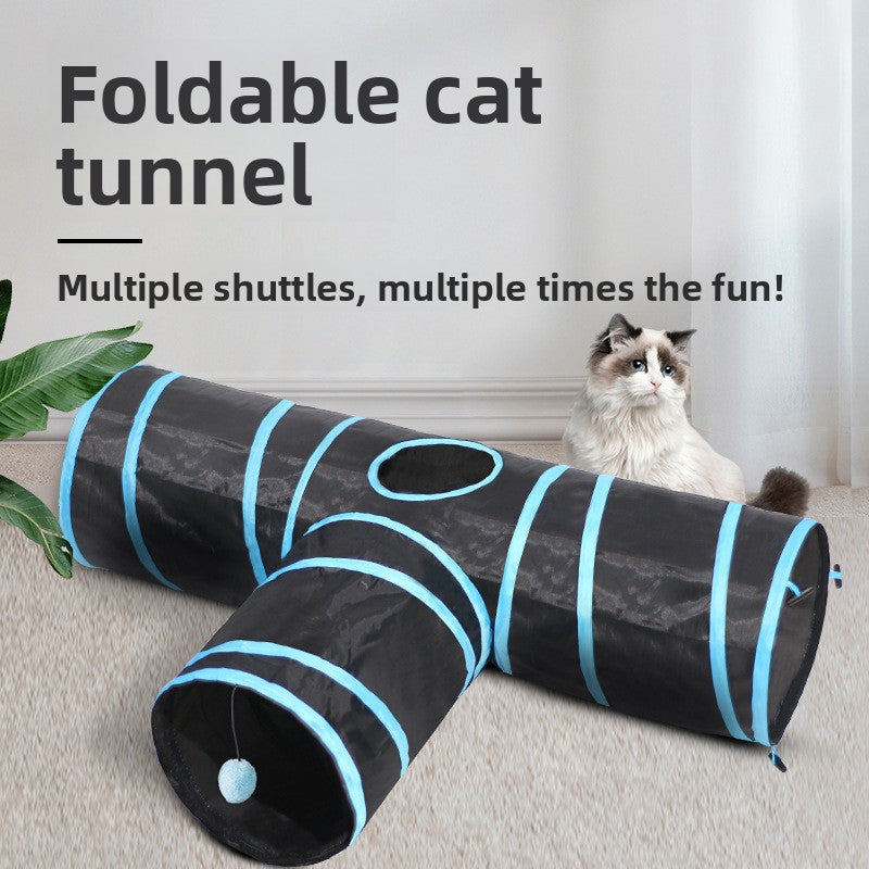 Foldable three-way cat tunnel toy, main product photo