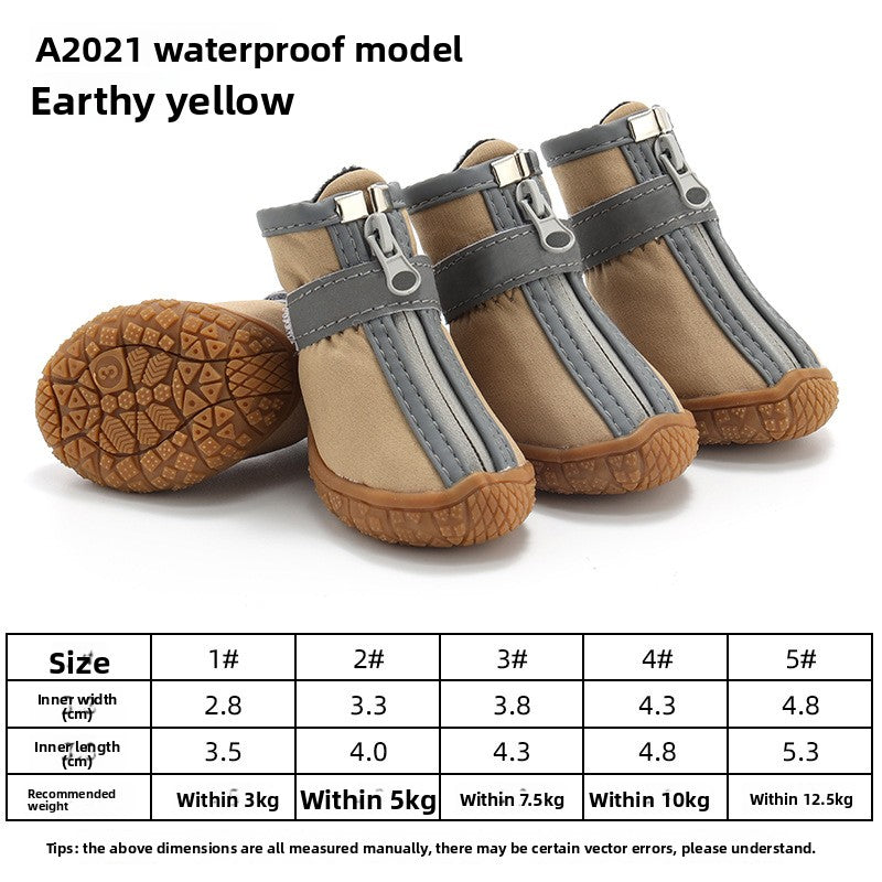 Breathable mesh puppy shoes with TPR soles in Light Brown Waterproof, showing size and shape