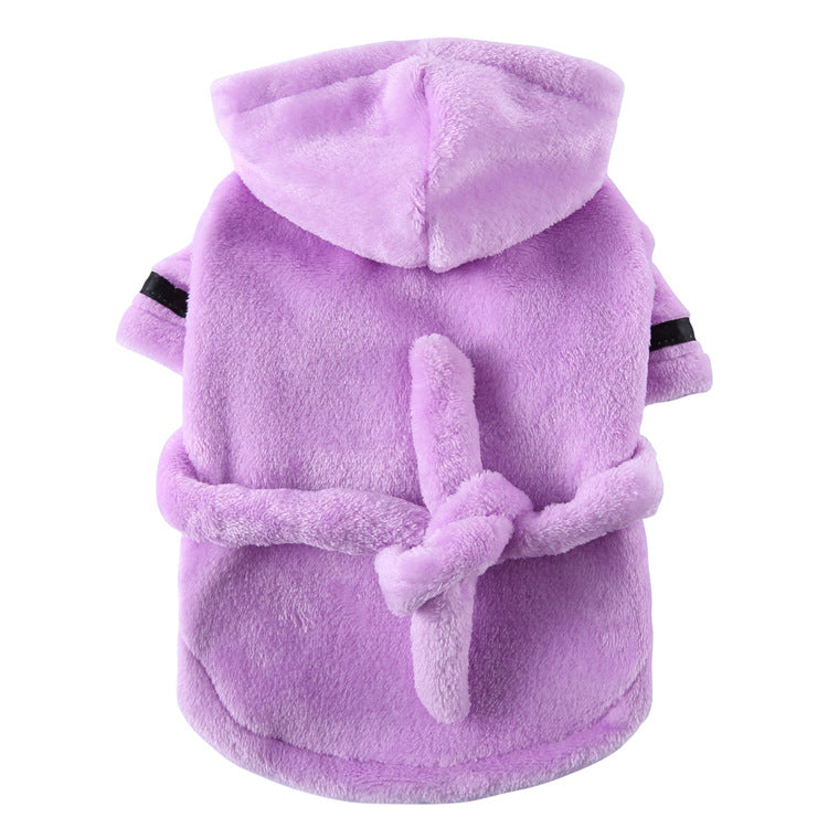 Soft flannel dog bathrobe and pyjamas in White, material detail
