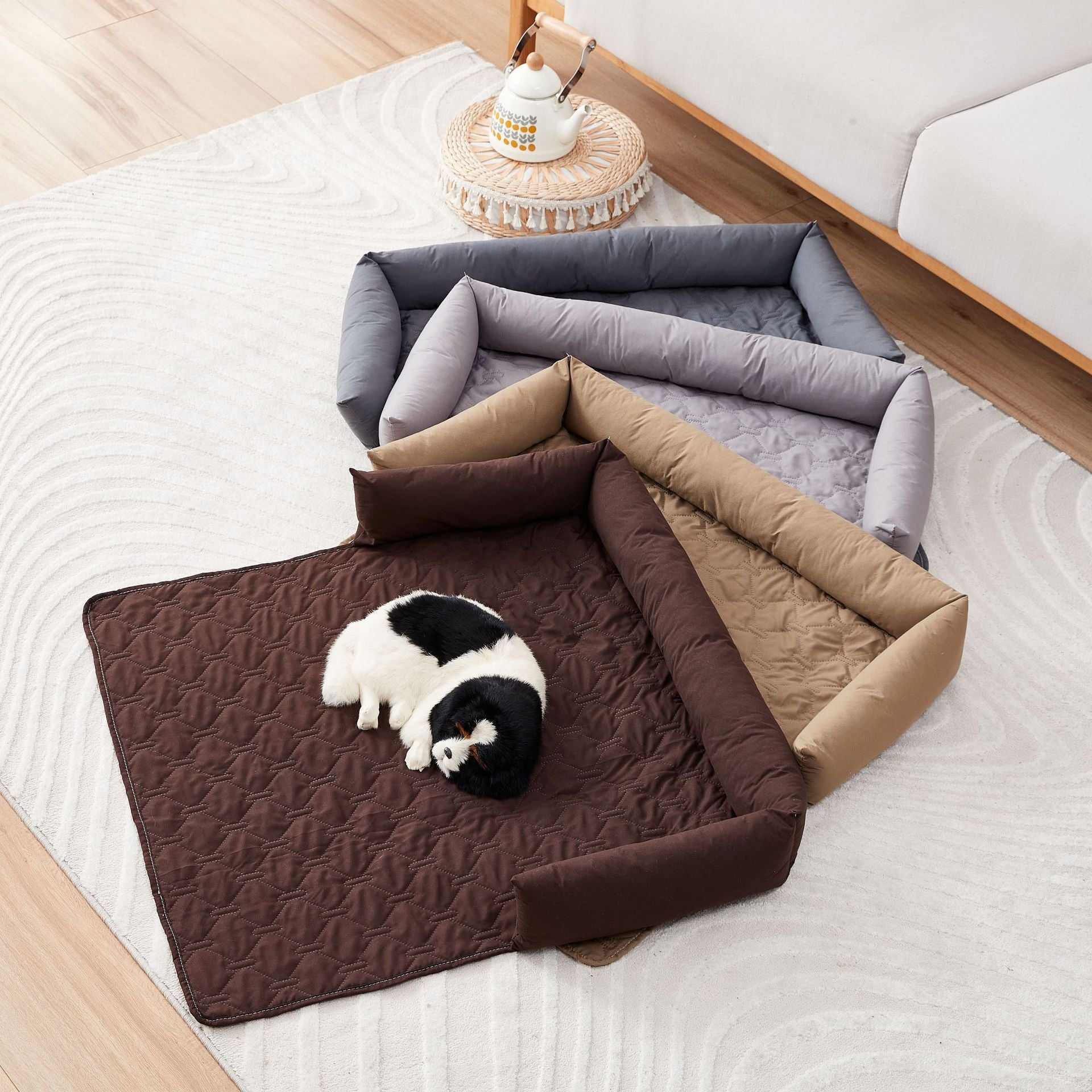 Large waterproof pet sofa cushion bed with pillow, main product photo