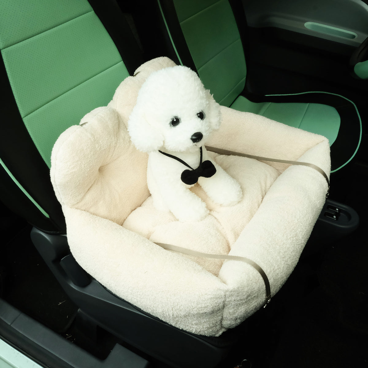 Square plush pet bed with removable cushion, main product photo