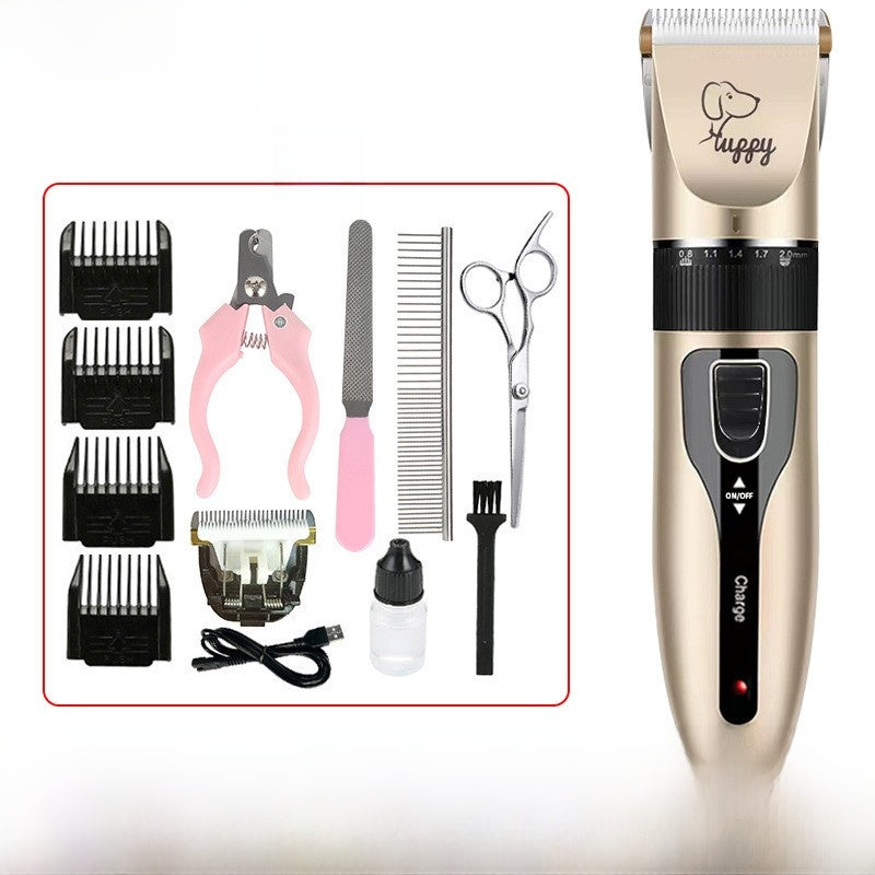 Ceramic Blade Pet Clipper Set with Guide Combs, USB Cordless