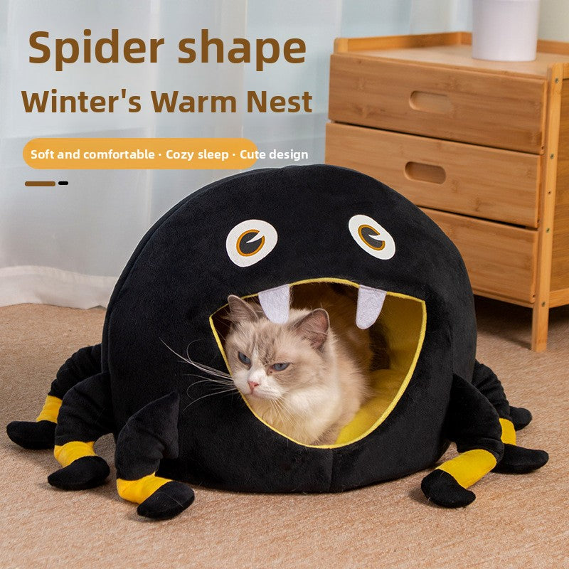 Black spider shaped Halloween pet bed, product image 2