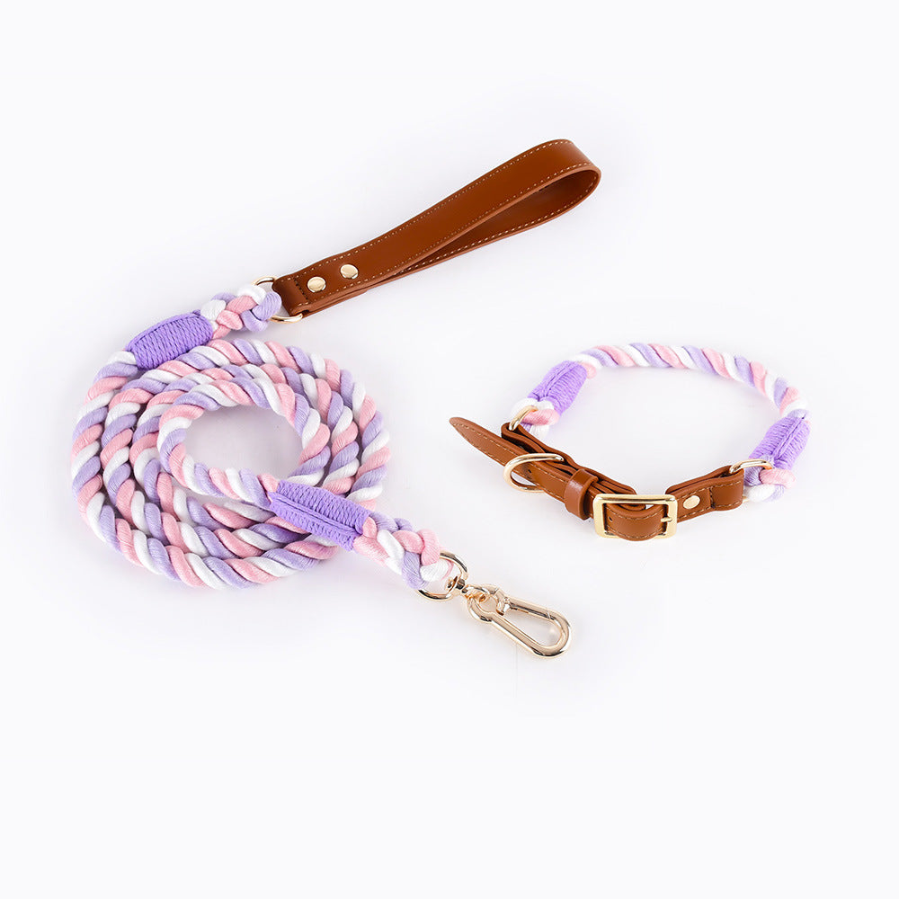 Braided cotton rope dog lead or collar, available from Pet Royale UK
