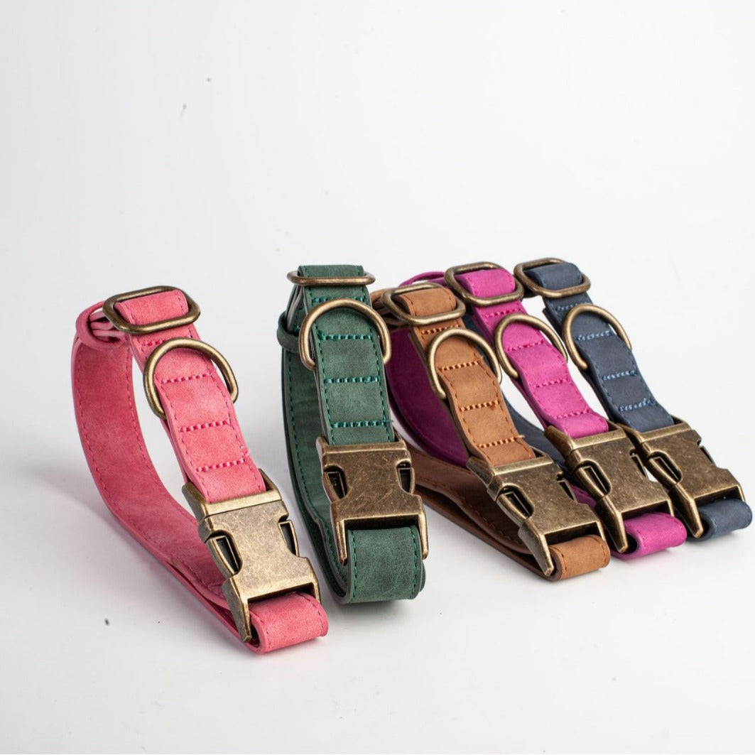 Soft leather dog collar with alloy buckle, product image 1