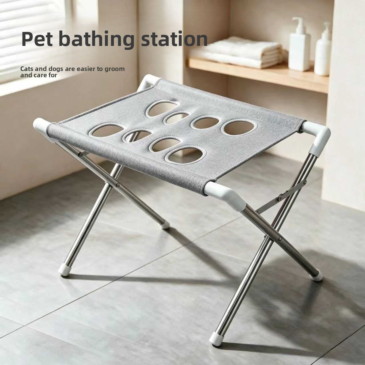 Foldable Dog Bathing and Grooming Stand, Metal Restraint Frame
