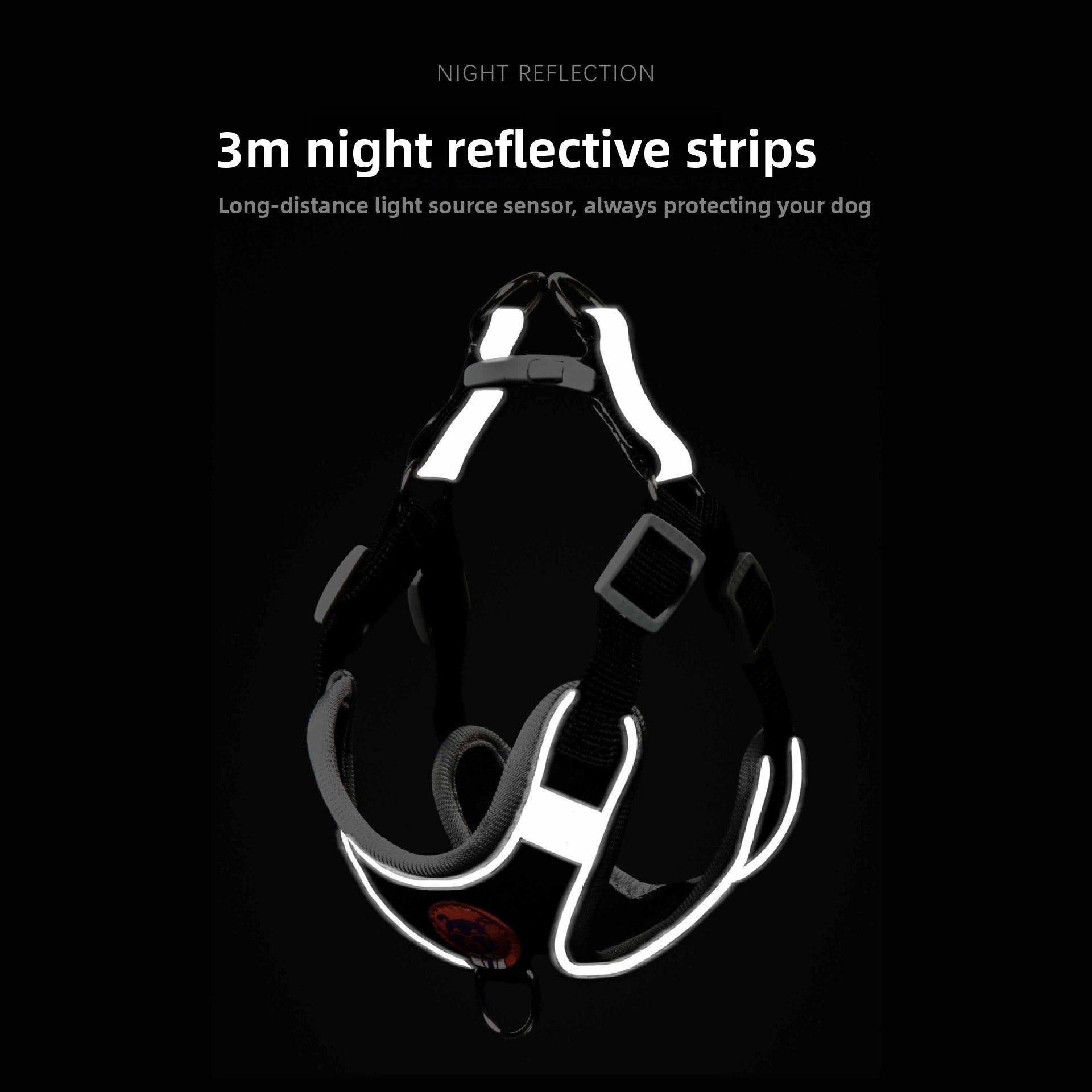 Reflective vest harness with flat lead, 6 sizes available