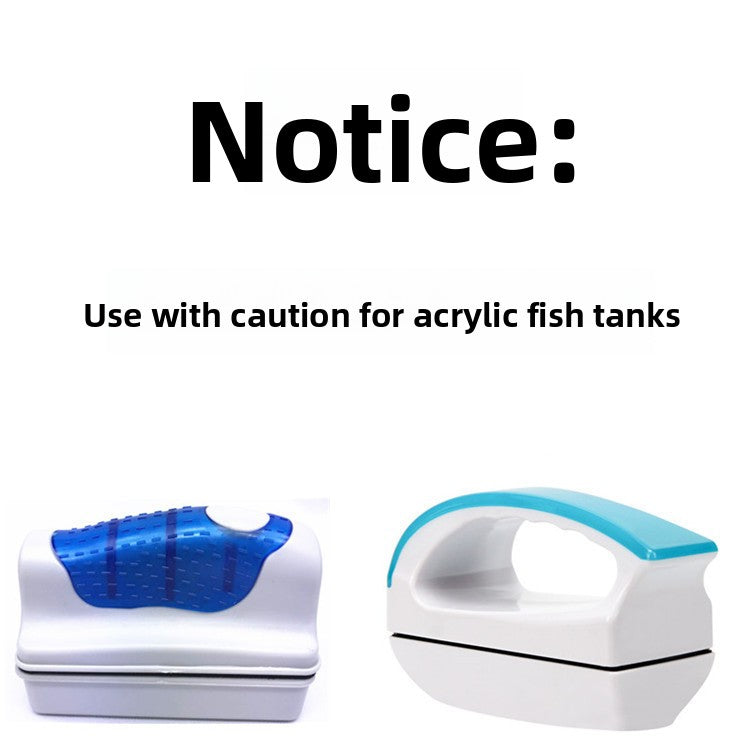 Floating magnetic aquarium glass cleaner on tank glass, view 2