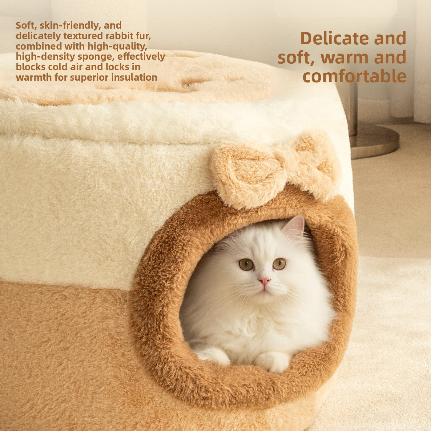 Enclosed cat bed and tent with cartoon bear design, product image 4