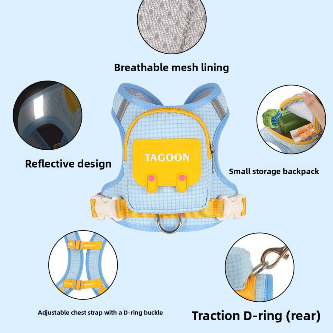 Dog harness with mini backpack and lead, product image 3