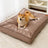 Waterproof dog bed pad with removable washable cover, close-up detail view