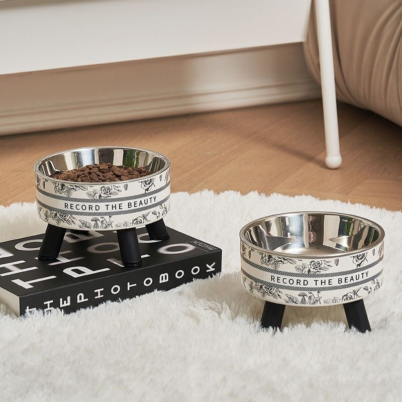 Elevated Pet Food Bowl with Stainless Steel Insert