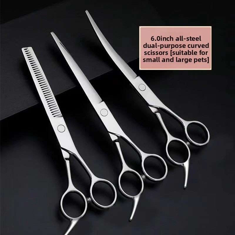Pet Grooming Scissors Set, Curved, Straight and Thinning Shears