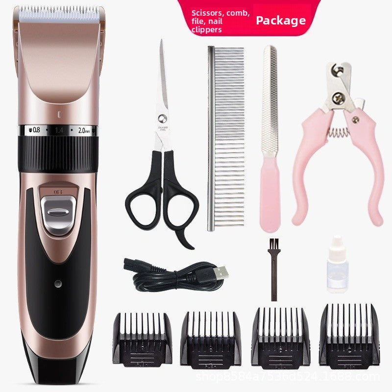 Pet Hair Clipper Set with 4 Limit Combs, Rechargeable Dual Voltage