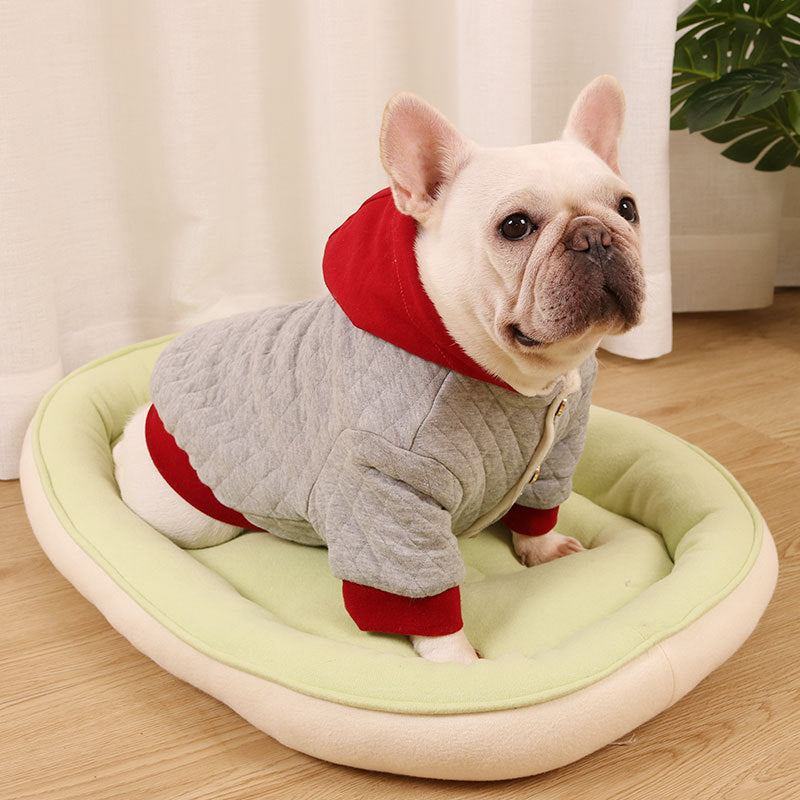 Thick cotton hooded festive dog coat, available in 2 colours, image 2