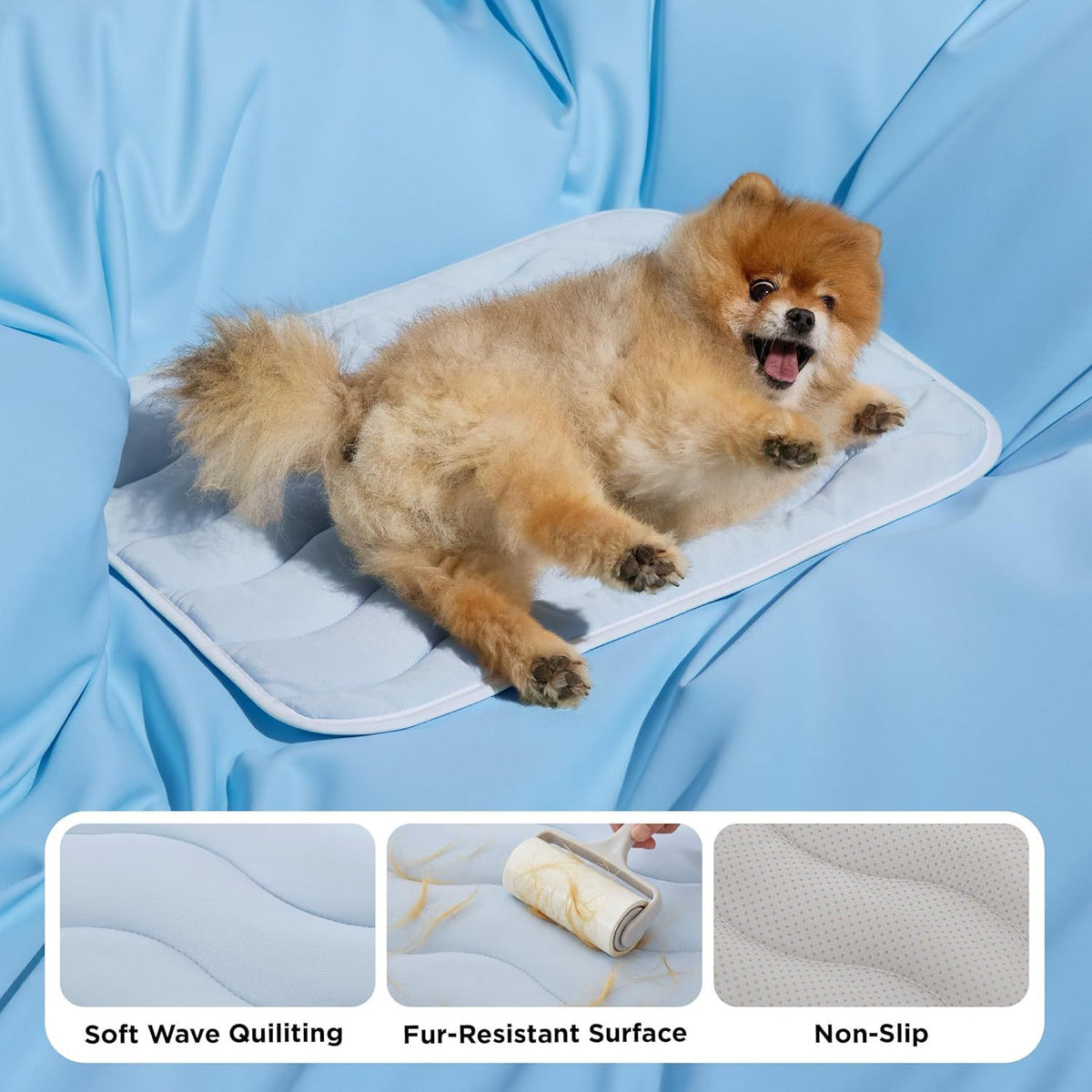 Blue breathable pet cooling pad for cats and dogs, photo 3