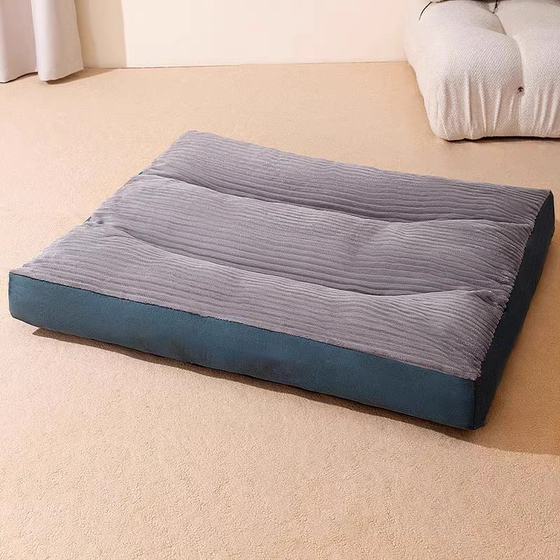 Removable washable plush dog sleeping mat in forest green, photo 6