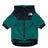 Embroidered fleece two-leg dog jacket in Black, in use with a pet