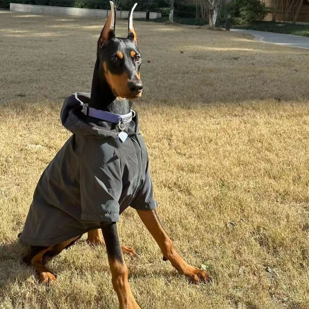 Black reflective hooded jacket for large dogs, in Black, sizes 3XL to 7XL, image 1