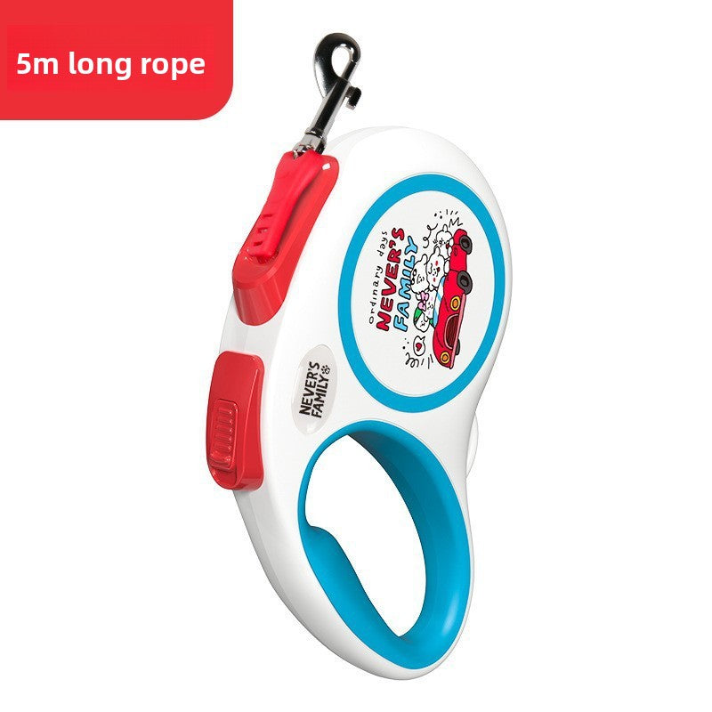 Dual head retractable lead for walking two dogs with bag holder