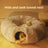 Grey plush cat tunnel bed with cosy nest end
