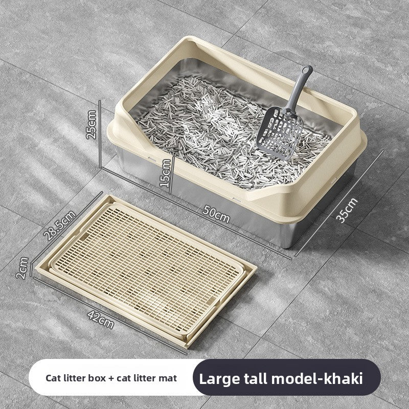 Extra Large Stainless Steel Cat Litter Box with Anti-Splash Cover
